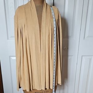 Tan Draped Cardigan with Pleated Front